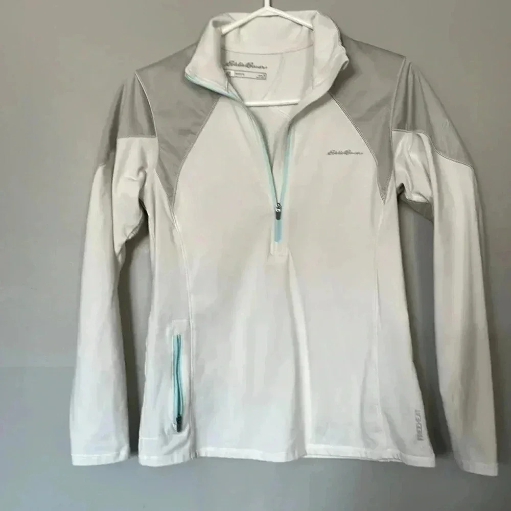 Eddie Bauer Women S Free Heat Outdoor  Top Motion 1/2 Zip Pullover Cream